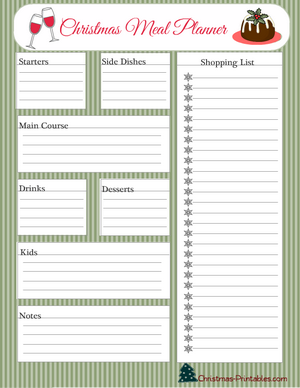 free printable meal planner for Christmas