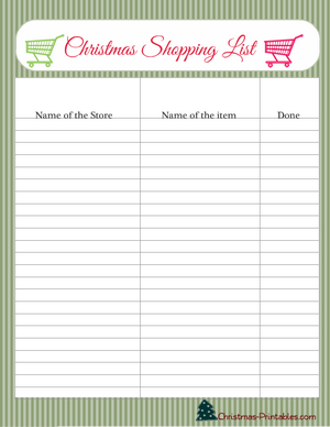 Free Printable Christmas Shopping List