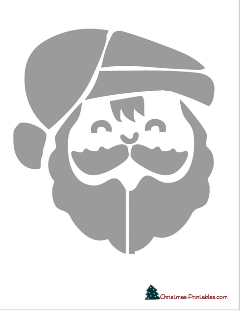 Free Printable Santa's Face Christmas Stencil