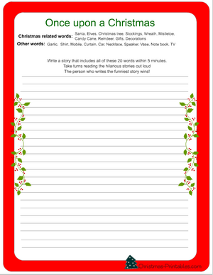 free printable write a funny christmas story game